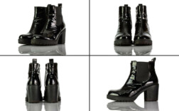 Stiefel Kurz Plateau Schwarz Lack