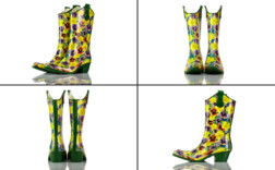 Gummistiefel Absatz Westernstyle Blumen
