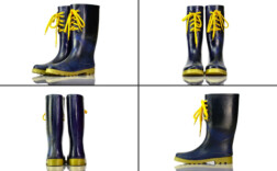 Gummistiefel Blau Gelb Schnürung