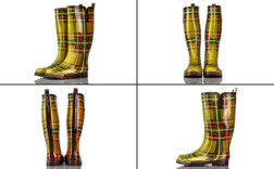 Gummistiefel Karriert Beige Grün Rot