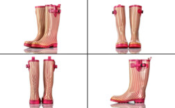 Gummistiefel Rosa Beige Gestreift