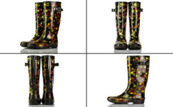 Gummistiefel Schwarz Blumen
