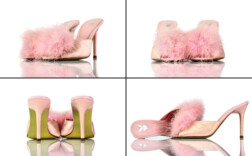 Pantoletten Rosa Satin Federn Playboy