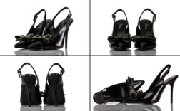 Slingpumps Schwarz Lack Schleife Pleaser