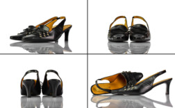 Slingpumps Schwarz Leder Landhaus