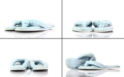 Zehentrenner Hausschuhe Blau Flauschi