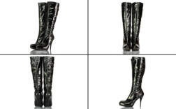 Stiefel Plateau Schwarz Lack