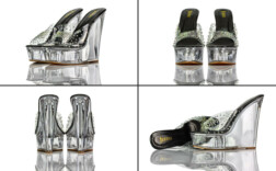 Pantoletten Plateau Keilabsatz Transparent Pvc Jeenini