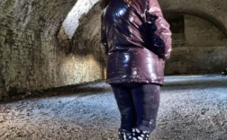 Gummistiefel Absatz Blau Weiß Punkte
