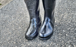 Gummistiefel Mittel Schwarz Glitzer Hunter