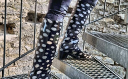Gummistiefel Absatz Blau Weiß Punkte