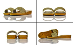 Pantoletten Keilabsatz Gold Camprella
