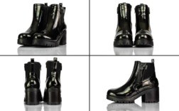 Boots Kurz Plateau Schwarz Leder Dockers