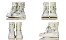 Stiefel Kurz Weiß Lack Bling Bling