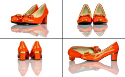 Pumps Orange Lack Schleife