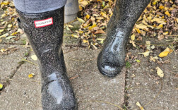 Gummistiefel Mittel Schwarz Glitzer Hunter