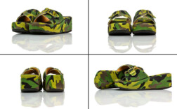 Pantoletten Plateau Keilabsatz Camouflage