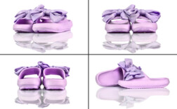 Badeschuhe Plateau Lila Schleife