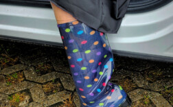 Gummistiefel Blau Bunte Punkte