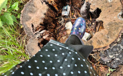 Gummistiefel Blau Bunte Punkte