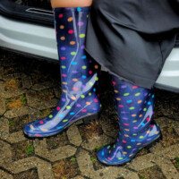 Gummistiefel Blau Bunte Punkte