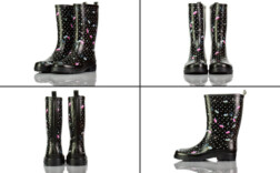 Gummistiefel Mittel Schwarz Blumen
