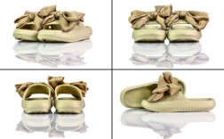 Badeschuhe Plateau Beige Schleife