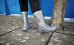 Gummistiefel Mittel Silber Glitzer Dream Pair