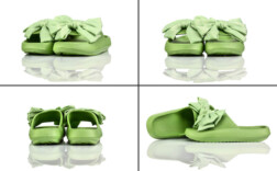 Badeschuhe Plateau Grün Schleife