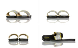 Pantoletten Gold Silber Glitzer Fashion